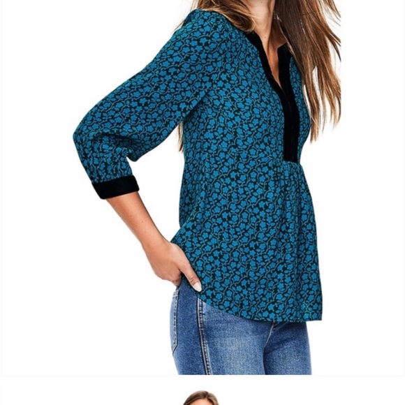Boden Annabelle Velvet Trim Top - Picture 2 of 6